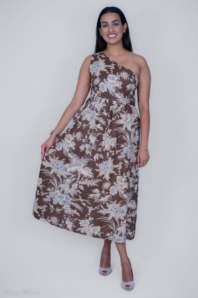 Cocoa One Shoulder Midi Dress Fusion Creations