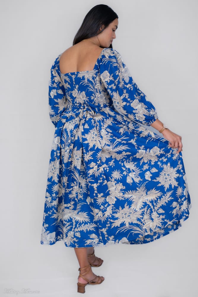 Eliza Handblock Printed Meadow Muse Midi Dress