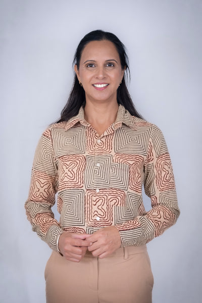 Sahara Batik Bliss Shirt | Beige Fusion Creations